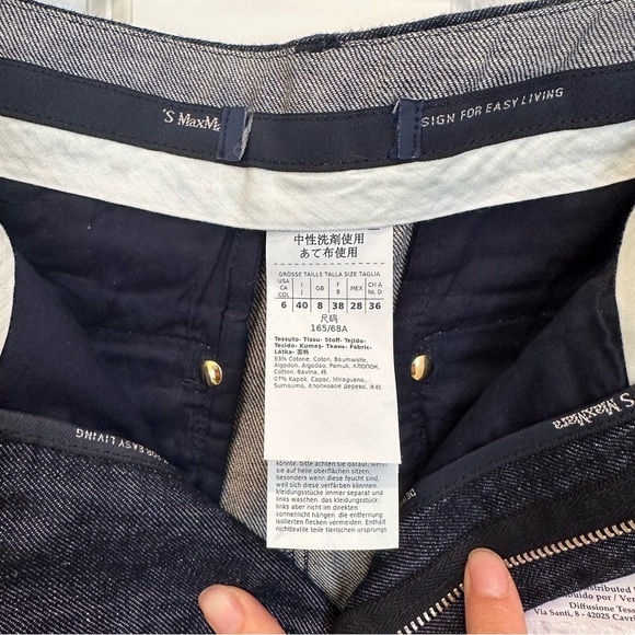 ‘ S Max Mara Label-cut Denim Carrot Trousers Size: US6 IT40 Spring / Summer - Picture 12 of 17